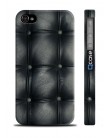 Чехол  Black Leather Pattern для iPhone 4 | 4S (пластиковый чехол, защитная пленка, заставка)
