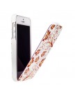 Чехол откидной Fashion Оранжевые цветы на белом фоне для iPhone 5