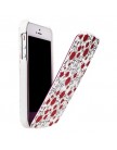 Чехол откидной Fashion Цветы красные мелкие на белом фоне для iPhone 5