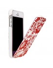 Чехол откидной Fashion Цветы красные крупные на белом фоне для iPhone 5
