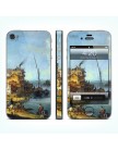 Виниловая наклейка для iPhone 4|4S Buildings and Figures near a River with Shipping