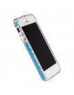 Бампер металлический Newsh NEW для iPhone 5 со стразами голубой