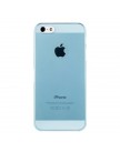 Накладка для iPhone 5 с прозрачными полосами и отверстием под яблоко голубая