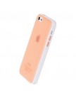 Чехол силиконовый TPU для iPhone 5C матовый с белой полосой розовый