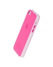 Чехол силиконовый TPU для iPhone 5C матовый с белой полосой ярко-розовый