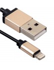 USB дата-кабель для Apple LIGHTNING витой (1.0 м) черный, с металлическими золотыми наконечниками