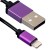 USB дата-кабель для Apple LIGHTNING витой (1.0 м) черный, с металлическими фиолетовыми наконечниками