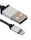 USB дата-кабель для Apple LIGHTNING витой (1.0 м) черный, с металлическими серебристыми наконечниками