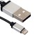 USB дата-кабель для Apple LIGHTNING витой (1.0 м) черный, с металлическими серебристыми наконечниками