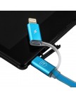 USB дата-кабель Remax AURORA Double-Sided 2в1 lightning&microUSB плоский (1.0 м) голубой, с металическими наконечниками