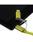 USB дата-кабель Remax AURORA Double-Sided 2в1 lightning&microUSB плоский (1.0 м) салатовый, с металическими наконечниками