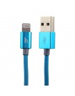 USB дата-кабель Hoco Quick Charge & Data URL09 для Apple LIGHTNING (1.2 м) Голубой в жесткой оплетке