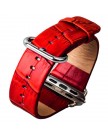 Ремешок кожаный iBacks Bamboo Knots Leather Watchband для Apple Watch 38мм (классическая пряжка) - (ip60174) Red - Красный