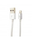 USB дата-кабель Hoco UPL05 для Apple LIGHTNING (1.2 м) Серебро в тканевой оплетке с металическими наконечниками
