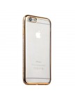 Чехол-накладка силиконовая для iPhone 6 | 6S (4.7) со стразами (один ряд) золотистый ободок в техпаке