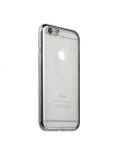 Чехол-накладка силиконовая для iPhone 6 | 6S (4.7) со стразами (один ряд) серебристый ободок в техпаке