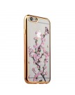 Чехол-накладка силиконовая Fashion для iPhone 6 | 6S (4.7) со стразами золотистый ободок (Веточка)