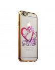 Чехол-накладка силиконовая Fashion для iPhone 6 | 6S (4.7) со стразами золотистый ободок (Сердце)