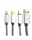 USB дата-кабель COTEetCI M19 (3 в 1) Lightning+Micro+Type-C Cable CS2111-TS Серебристый