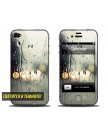 Виниловая неоновая наклейка для iPhone 4 | 4S Rain (Neon) (Дождь, светится в темноте)